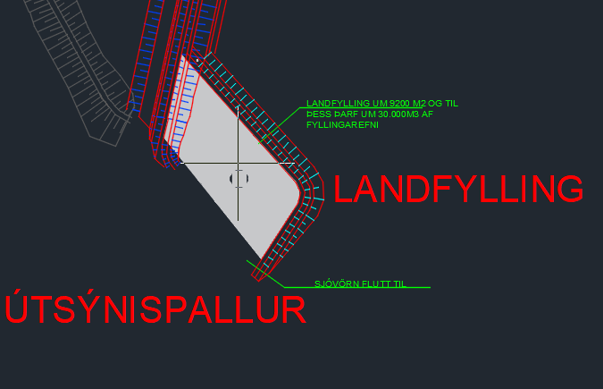 Landfylling - lögun eftir breytingu