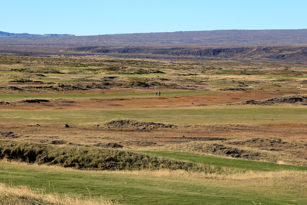 Horft yfir golfvöllinn í Þorlákshöfn