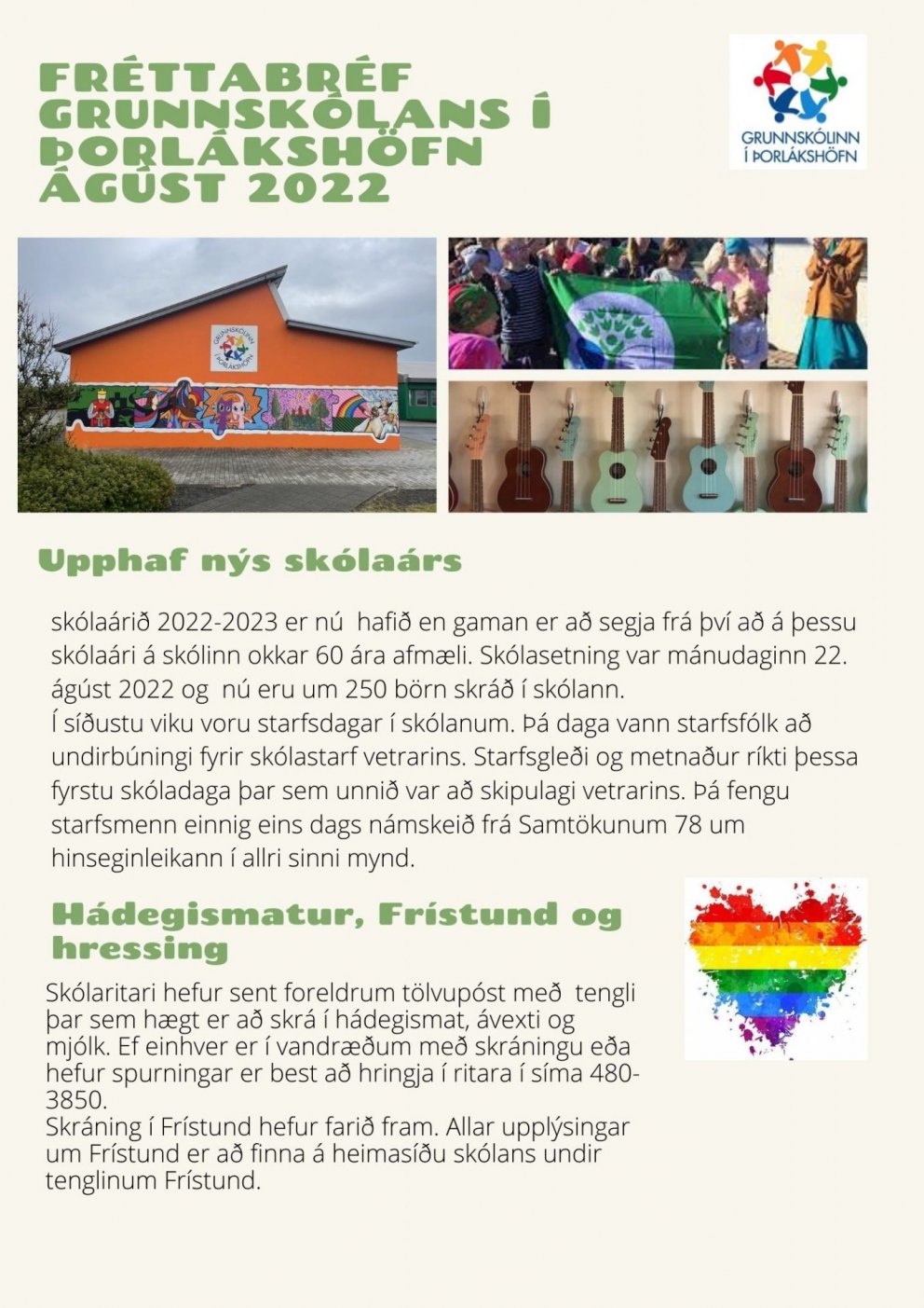 Fréttabréf skólans ágúst 2022