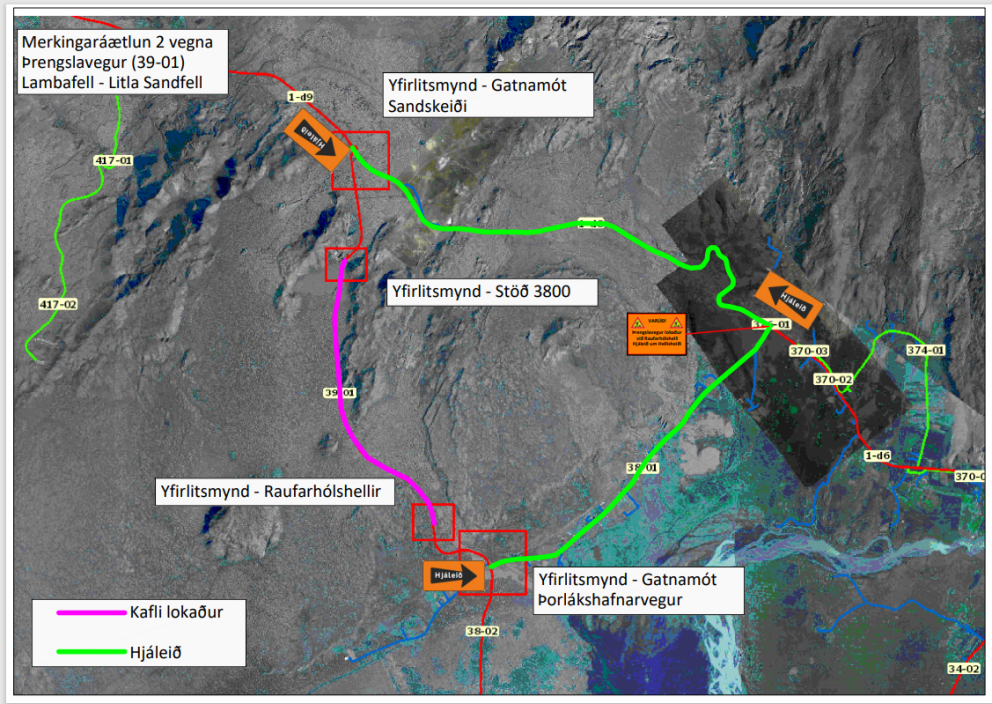 UPPFÆRT-breyting á lokunartím: Lokun á Þrengslavegi frá kl. 12:00 þriðjudaginn 16.maí til kl. 7:00 f…
