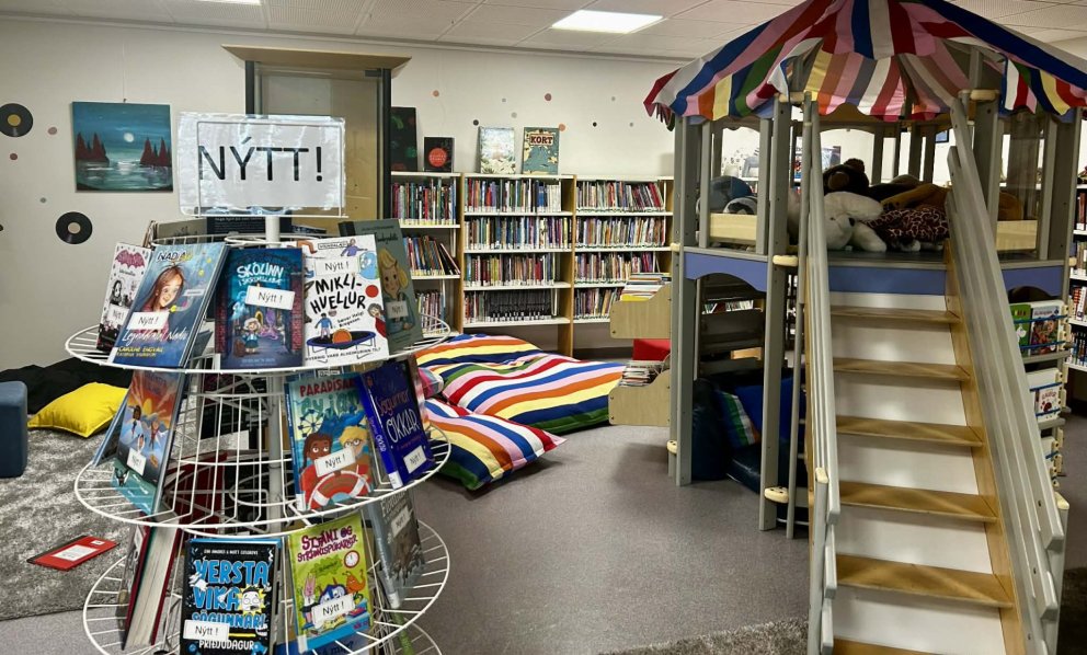 Barnasvæðið er skemmtilegt fyrir unga bókaorma