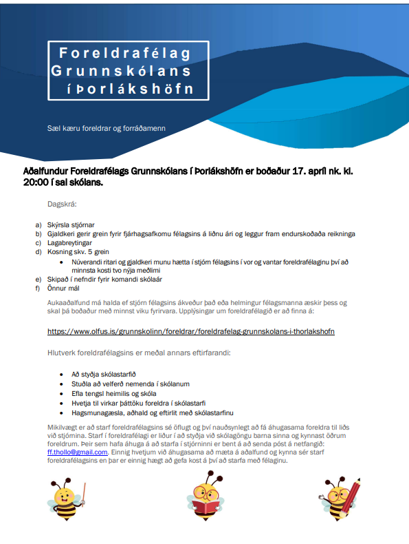 Aðalfundur foreldrafélagsins