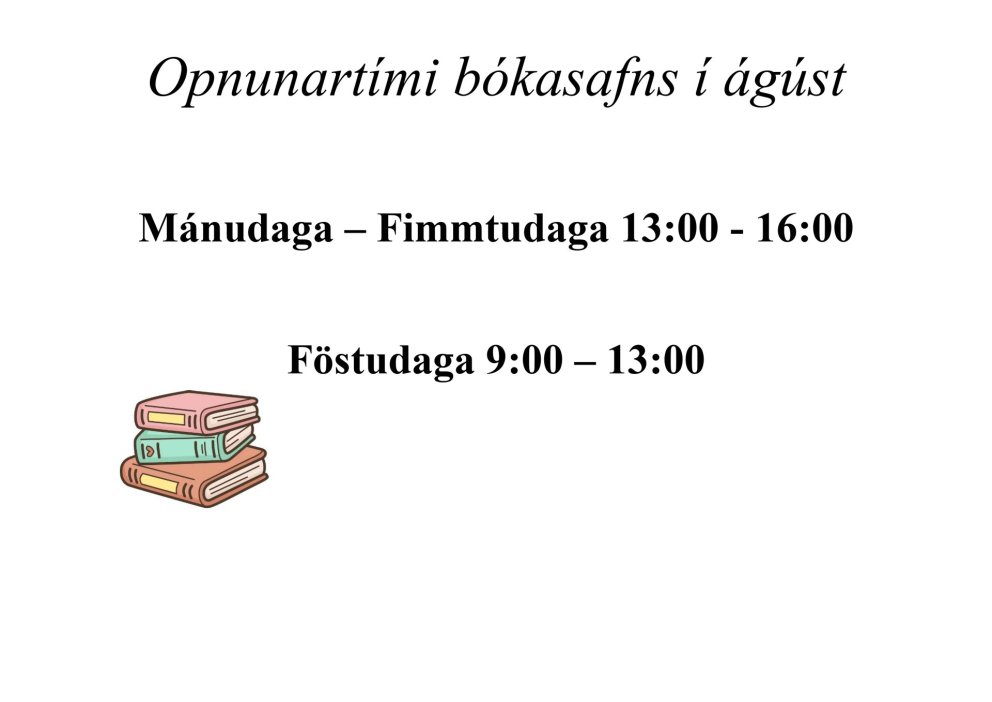 Breyttur opnunartími á bókasafni vegna sumarleyfis