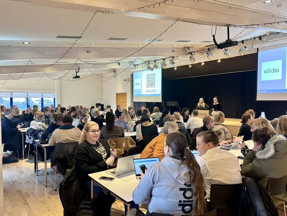 Fjöldi starfsmanna frá grunnskólunum í Þorlákshöfn og Hveragerði mættu á kynninguna