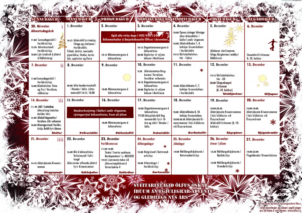 Aðventudagatal Ölfuss 2014