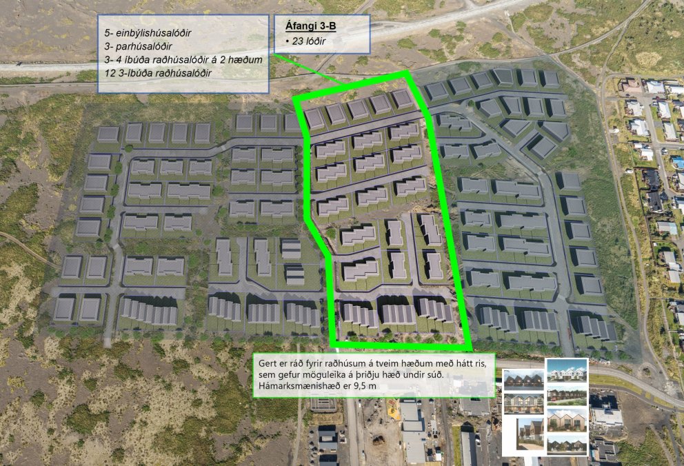 Opnað verður fyrir umsóknir um lóðaúthlutun mánudaginn 20. apríl nk. áfangi 3 B
