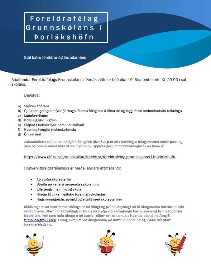 Aðalfundur Foreldrafélags grunnskólans
