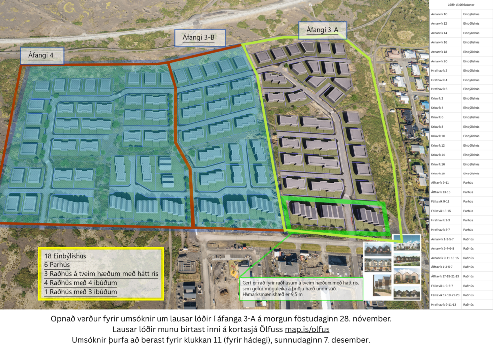 Opnað verður fyrir umsóknir um lóðaúthlutun á morgun 28. nóvember