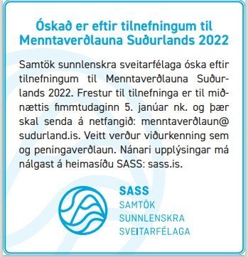 Tilnefningar til Menntaverðlauna Suðurlands 2022