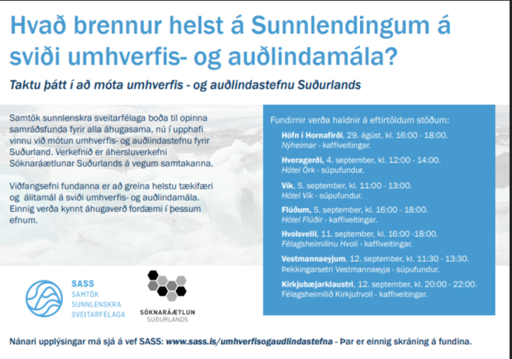 Samráðsfundir um mótun umhverfis- og auðlindastefnu Suðurlands