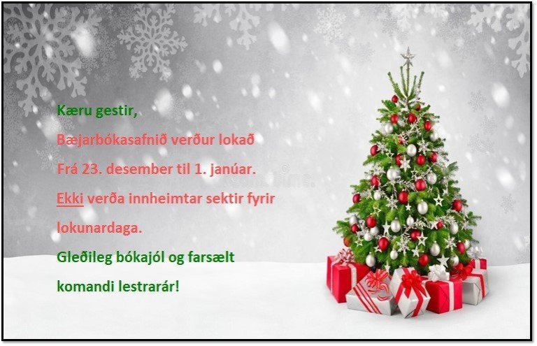 Opnunartími bókasafnsins um jól og áramót