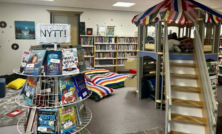 Barnasvæðið er skemmtilegt fyrir unga bókaorma