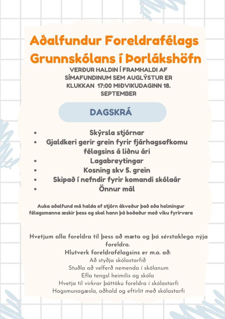 Aðalfundur foreldrafélagsins