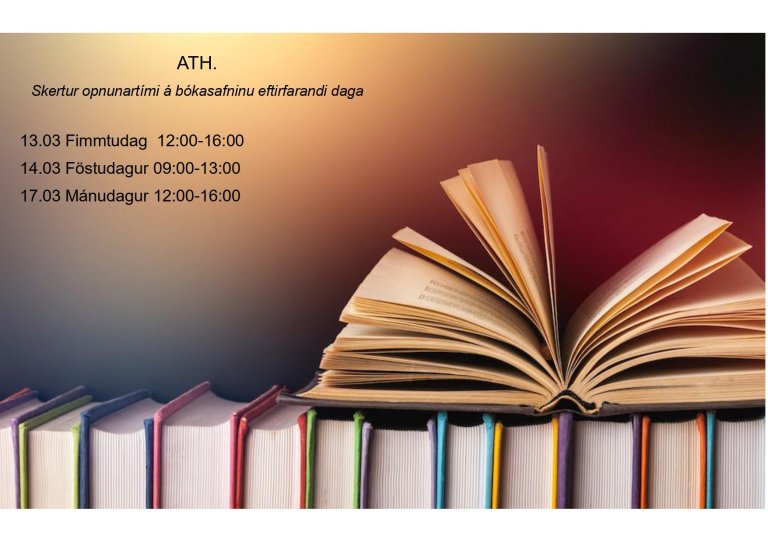 Skertur opnunartími á bókasafni næstu daga