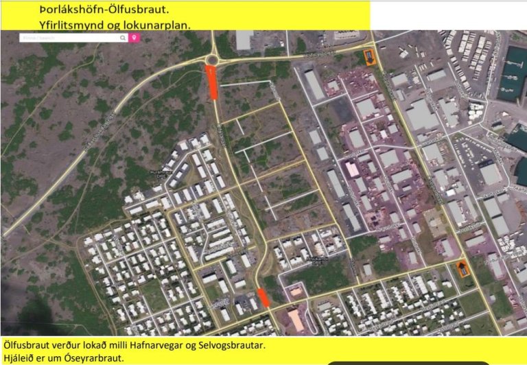Lokun vegna malbikunar - Ölfusbraut