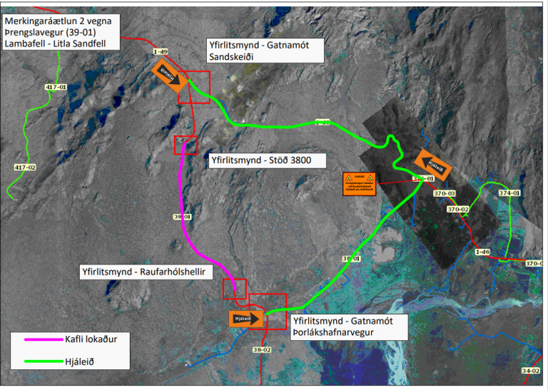 Lokun á Þrengslavegi frá kl. 19:00 2.maí til kl. 7:00 fimmtudaginn 4.maí 2023 vegna malbikunar