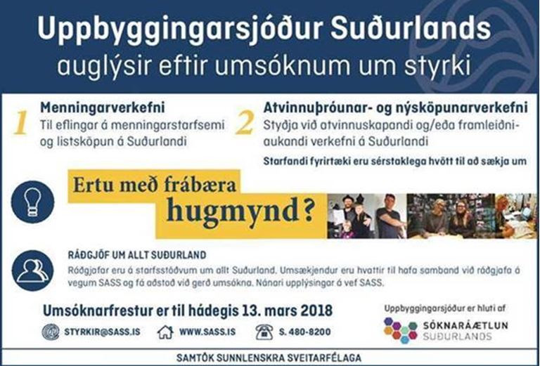 UPPBYGGINGARSJÓÐUR SUÐURLANDS AUGLÝSIR EFTIR UMSÓKNUM