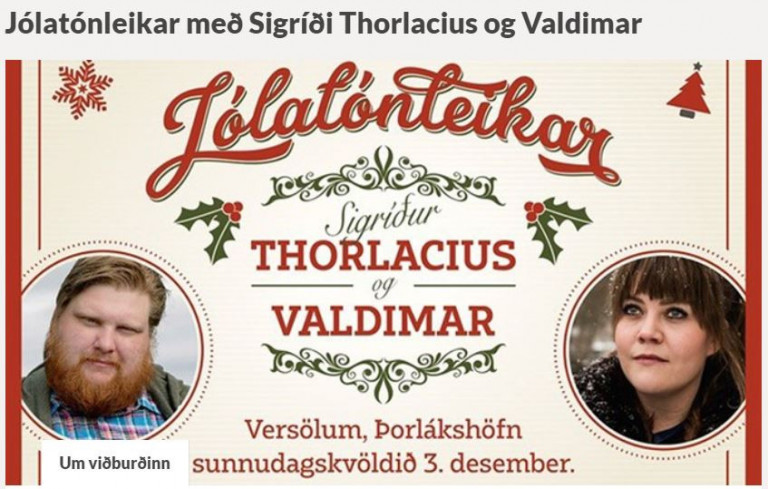 Jólatónleikar með Sigríði Thorlacius og Valdimar