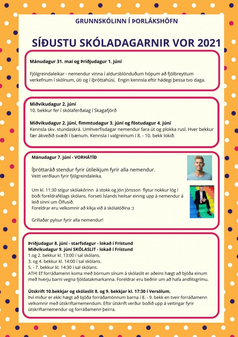 Síðustu skóladagarnir vorið 2021